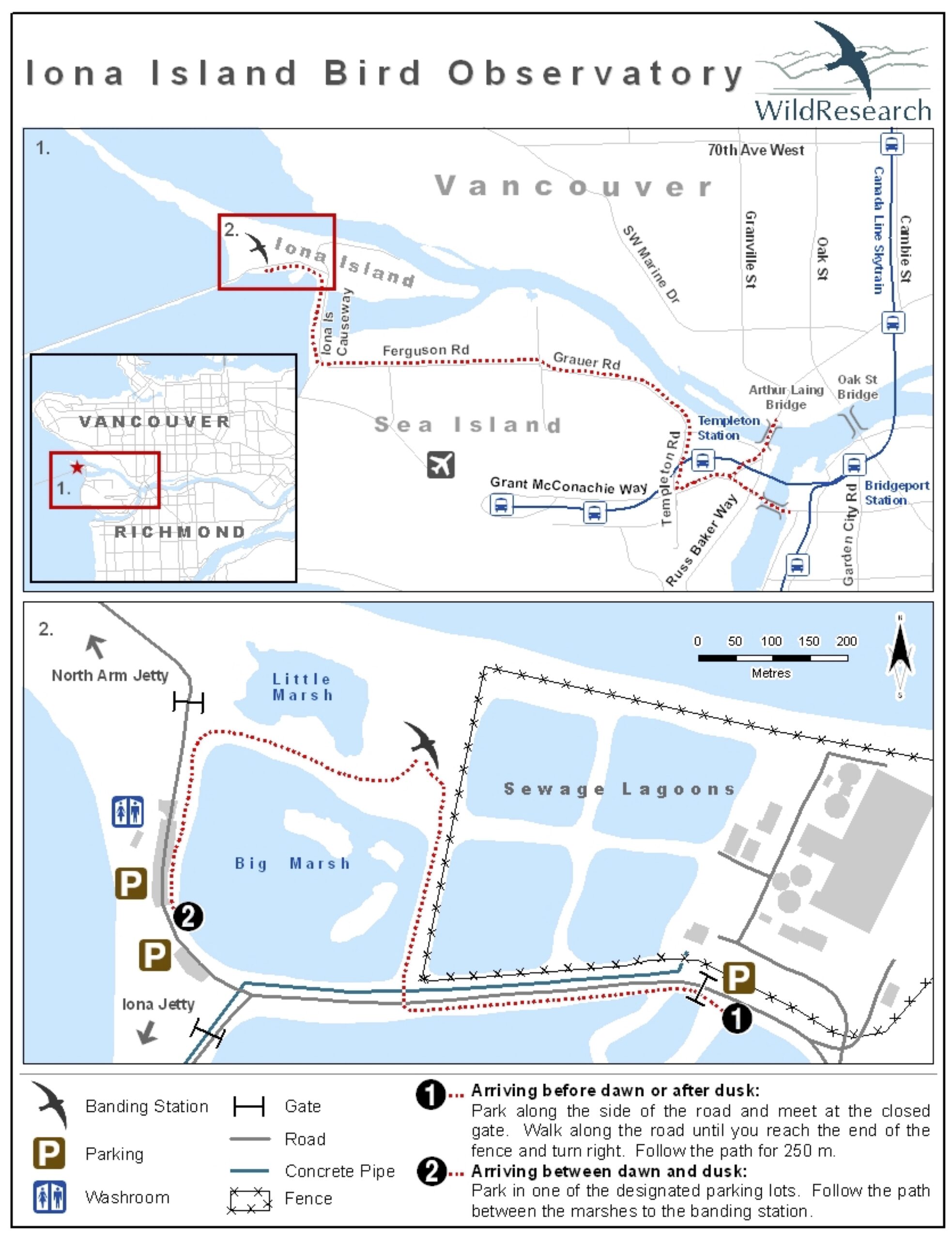Map and directions to the Iona Island Bird Observatory